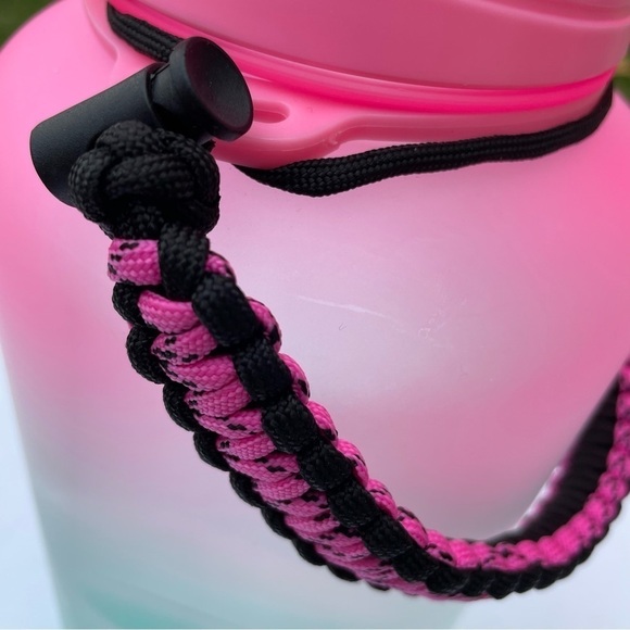 Fidus Gallon 128 oz Motivational Water Bottle Pink To Teal‎ With Paracord - Picture 8 of 16